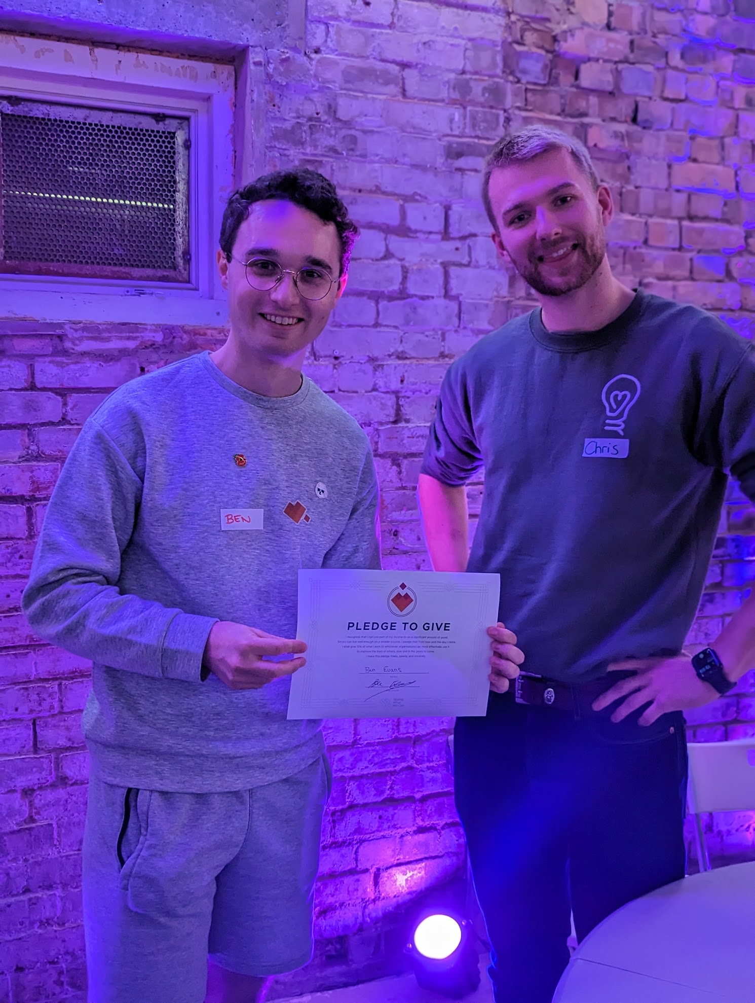 Member with a GWWC pledge certificate